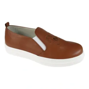 802e - Tan Soft Leather Sneaker for Girl by London Kids