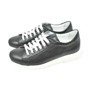 908 - Black Soft Leather Sneaker for Girl by London Kids