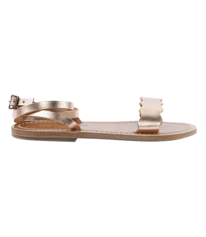 AELIA FLAT SANDALS WITH ANKLE BUCKLE FASTENING ROSE GOLD