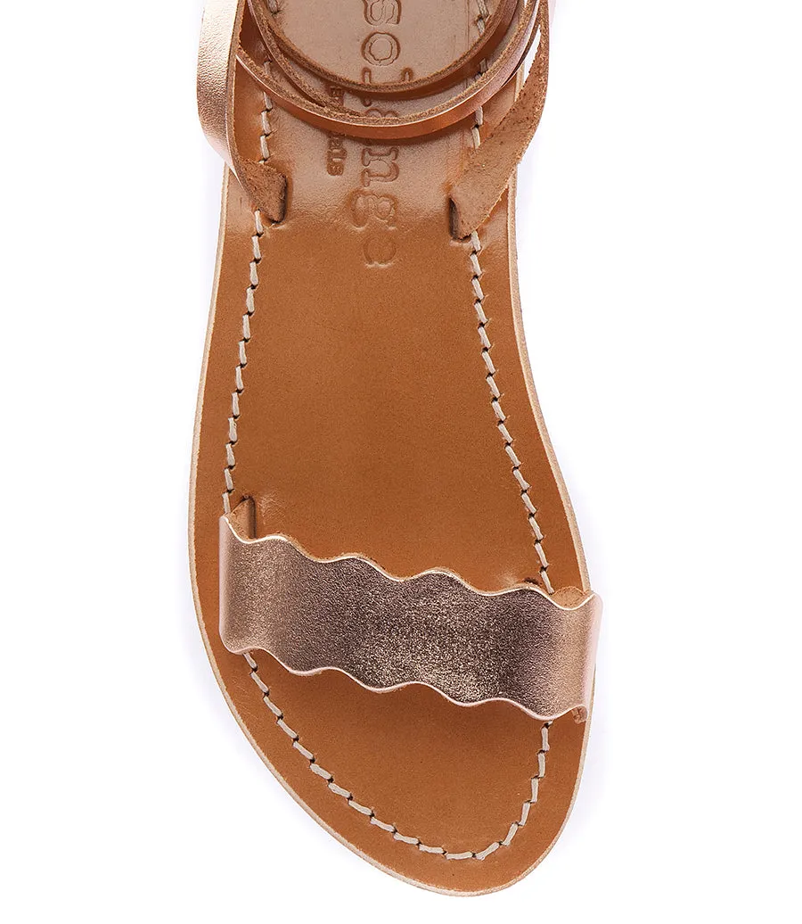 AELIA FLAT SANDALS WITH ANKLE BUCKLE FASTENING ROSE GOLD