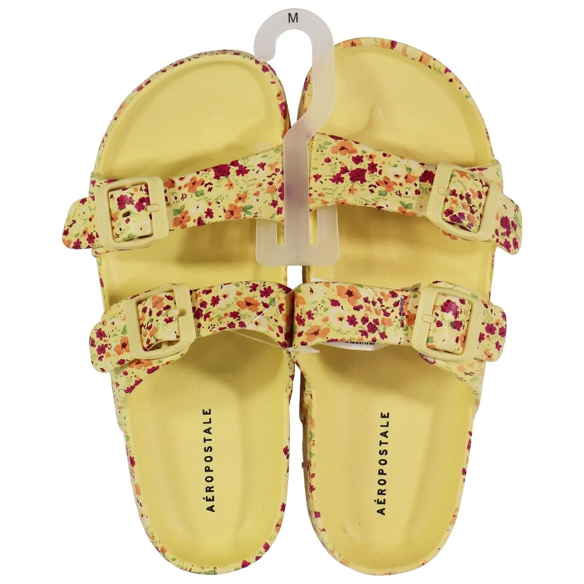 AEROPOSTALE Buckle Strap Floral Sandals -  Yellow / Flowers (Size: M)