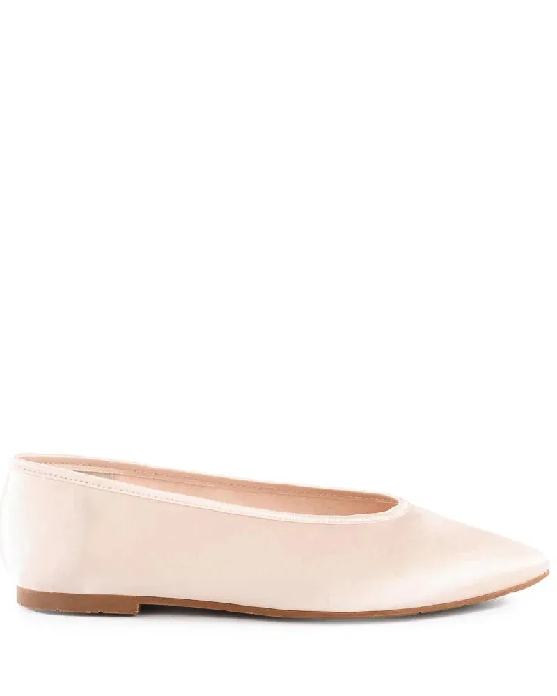 BC Footwear Georgette Satin Flats - Natural - FINAL SALE