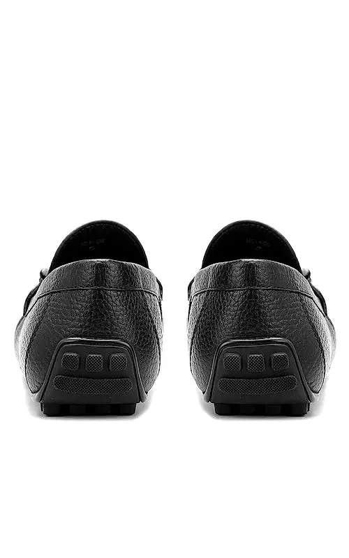 Black Braided Leather Moccasins