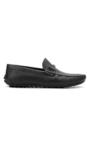 Black Braided Leather Moccasins