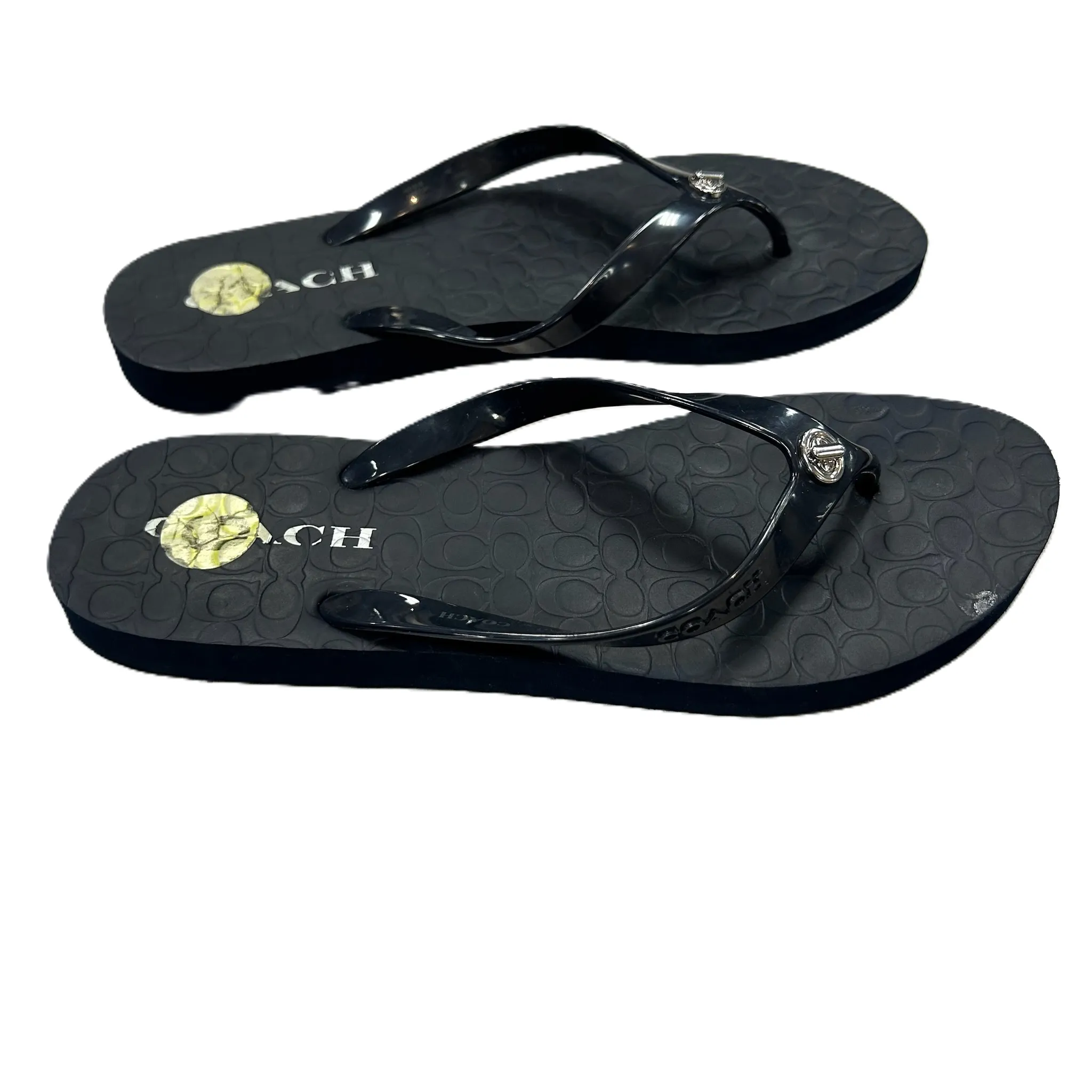 Black Sandals Flip Flops By Coach, Size: 6