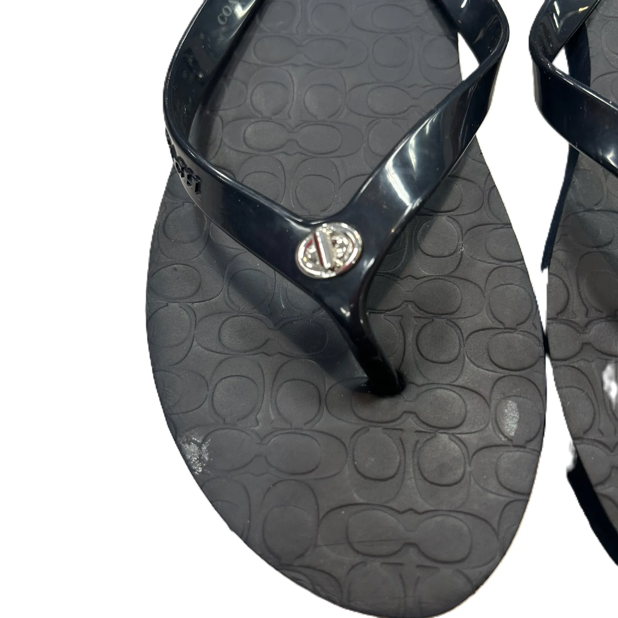 Black Sandals Flip Flops By Coach, Size: 6