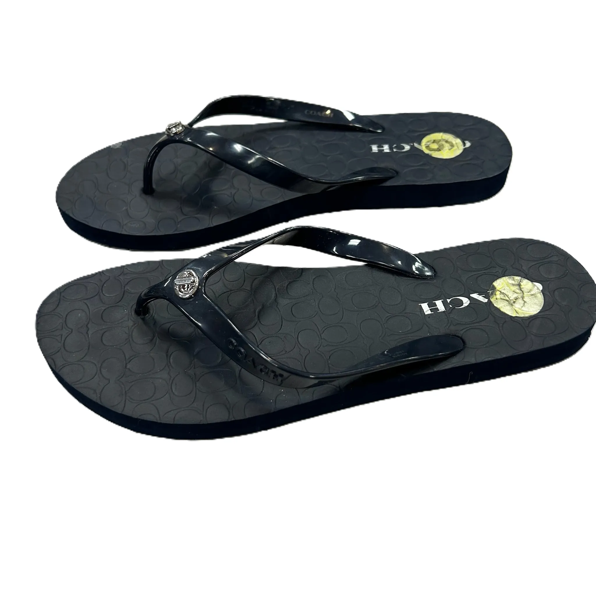 Black Sandals Flip Flops By Coach, Size: 6