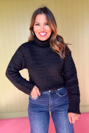 Black Turtleneck Drop Shoulder Sweater *FINAL SALE*