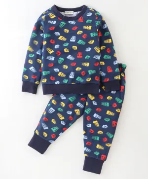 Blocks Printed Sweatshirt Jogger Set