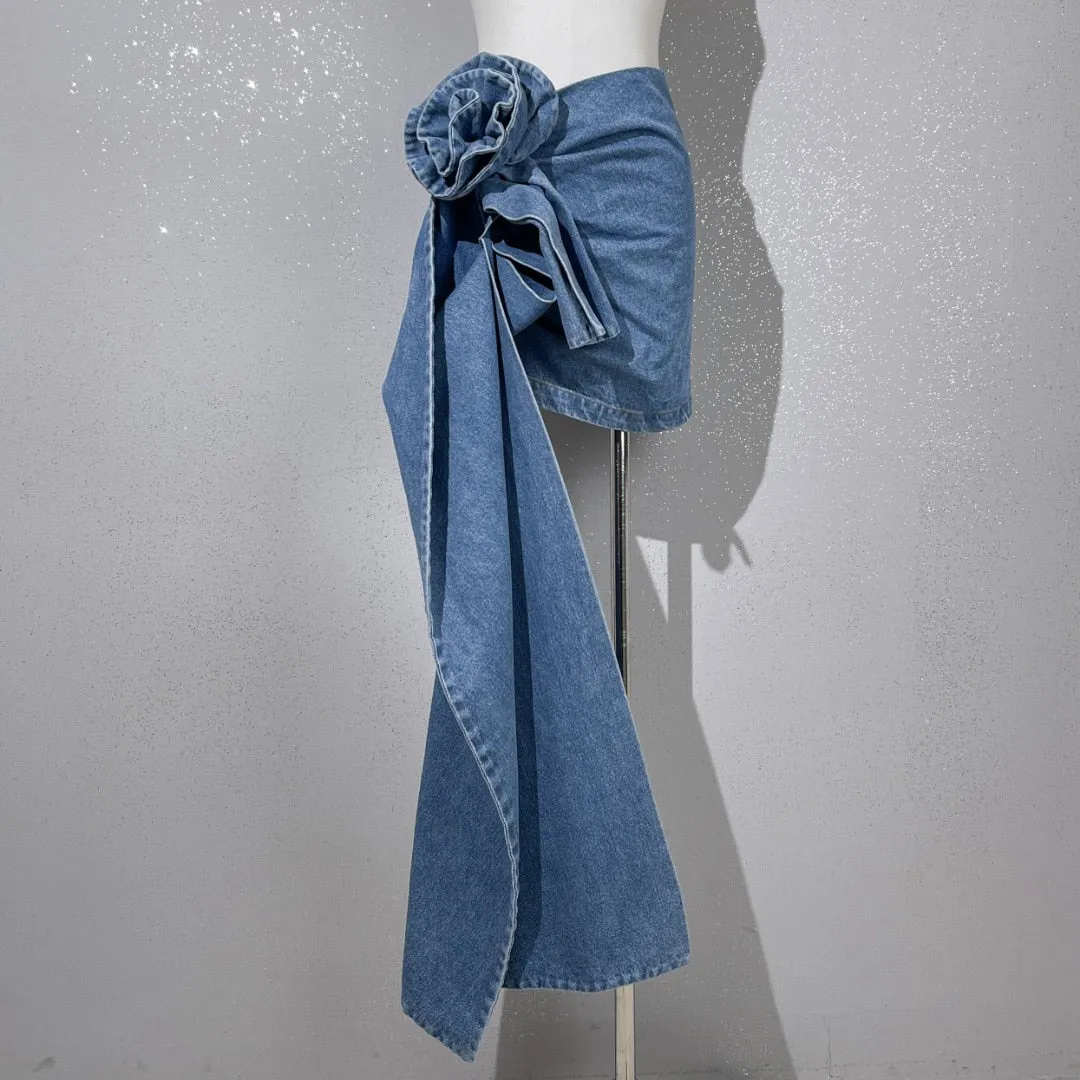 Blue Rose Denim Outfit Set