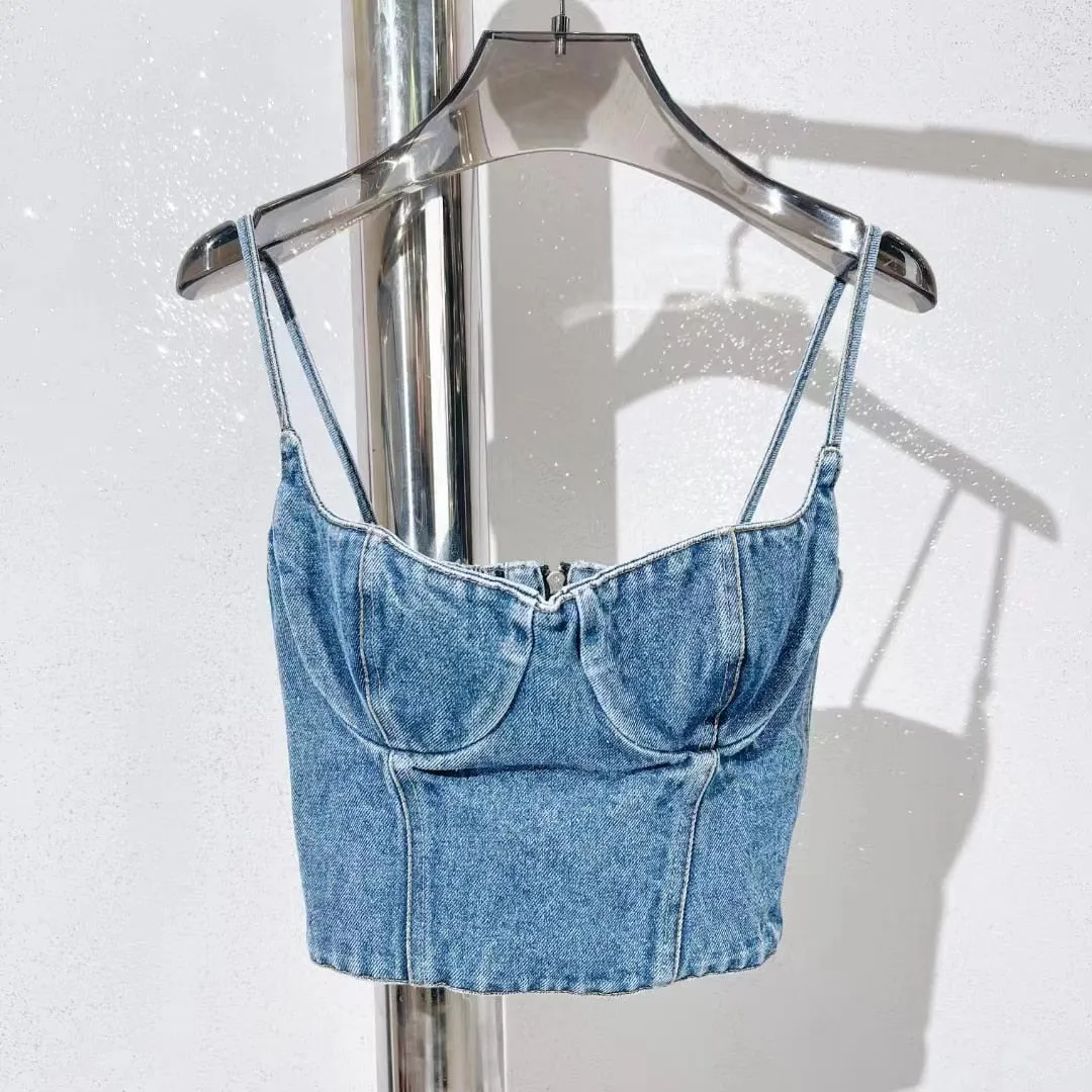 Blue Rose Denim Outfit Set