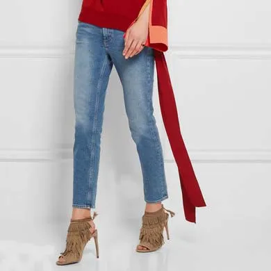 Brown Suede Strappy Ankle Fringe Sandals
