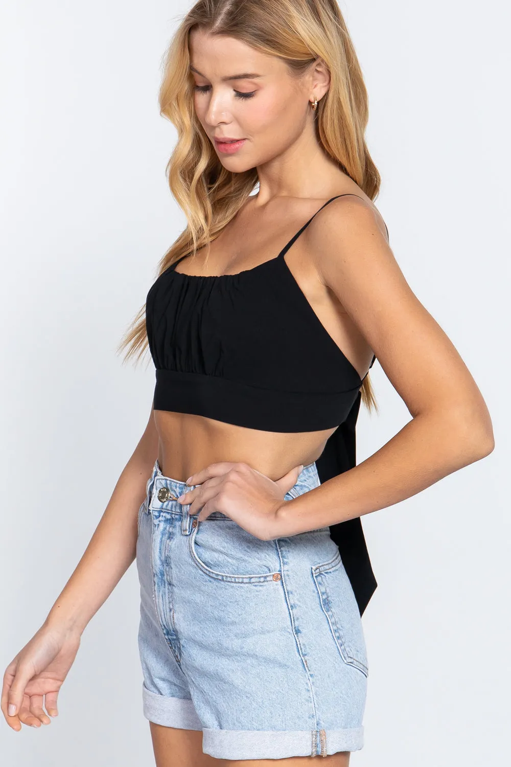 Cami Crop Top with Back Bow Tie