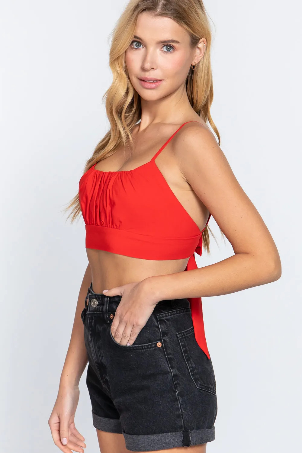Cami Crop Top with Back Bow Tie