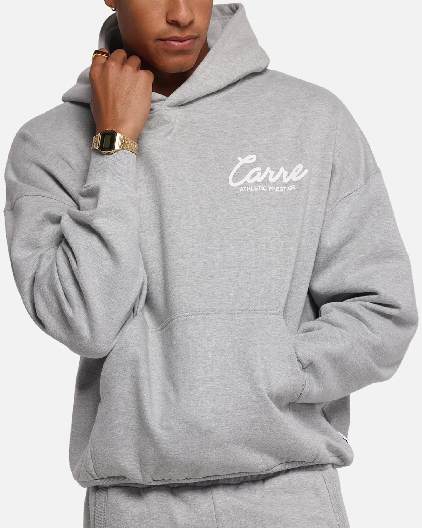 Carre Prestige Script Hoodie Grey Marle