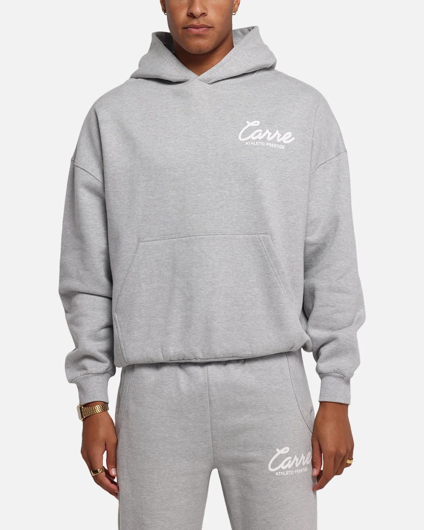 Carre Prestige Script Hoodie Grey Marle