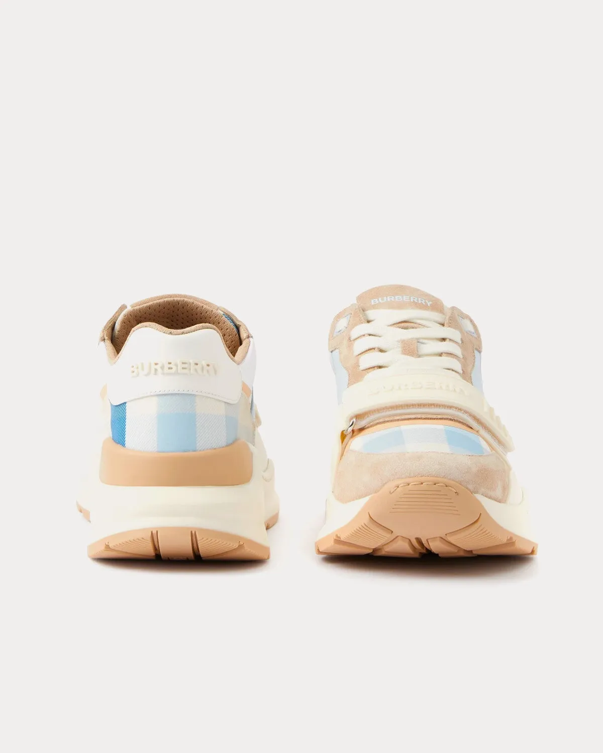 Check, Suede & Leather Soft Fawn Low Top Sneakers