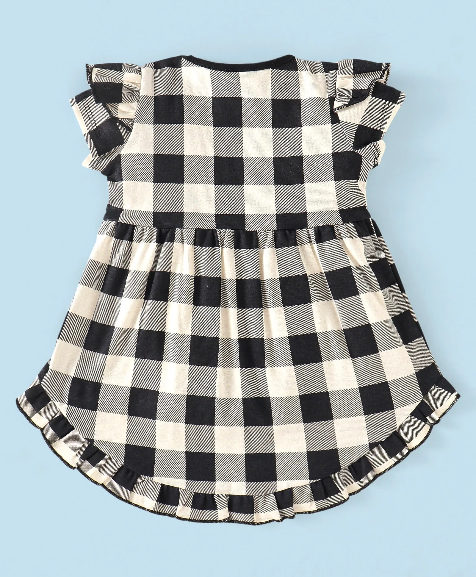 Checkered Frill with Bow Top Shorts Set