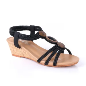 Circle Wedge Shoe Black