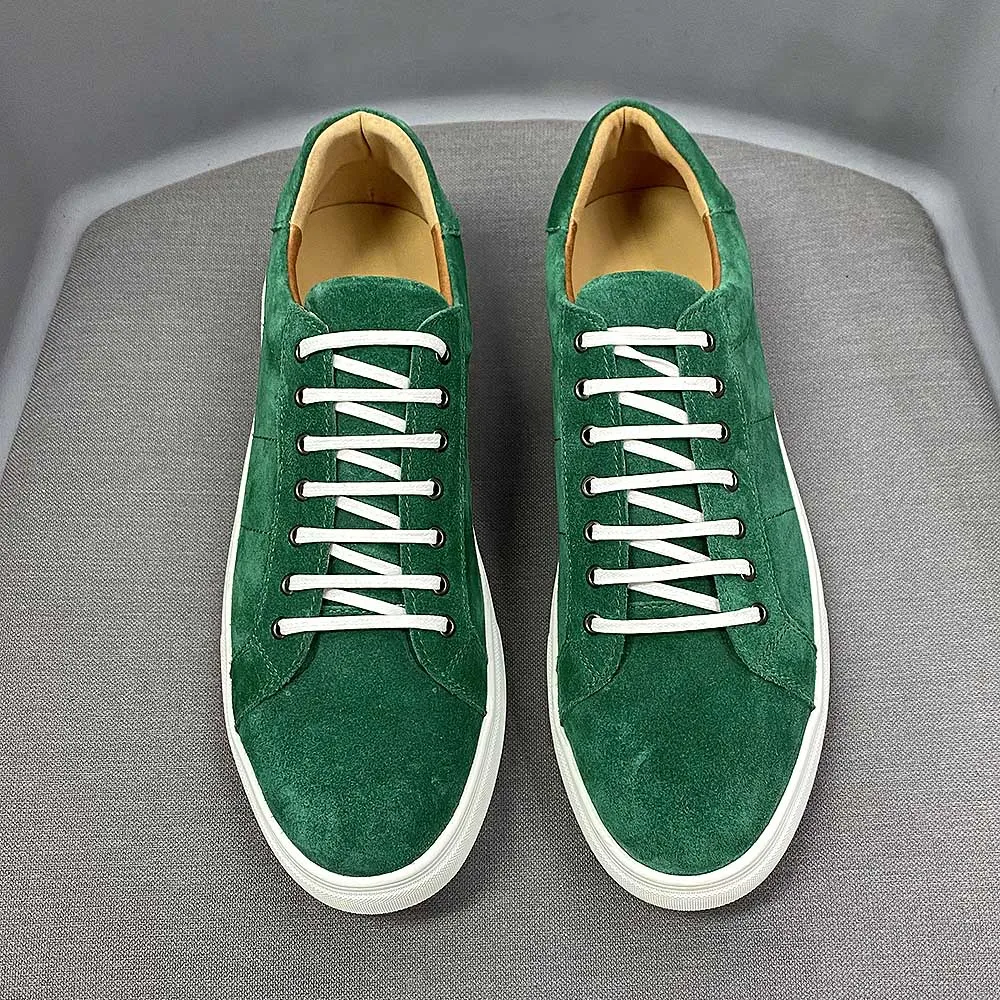Classic Fashion Men&#39;s Flat Derby Casual Shoes Cow Suede Leather Daily Commuting Lace-Up Soft Sole Nubuck Sneakers for Men