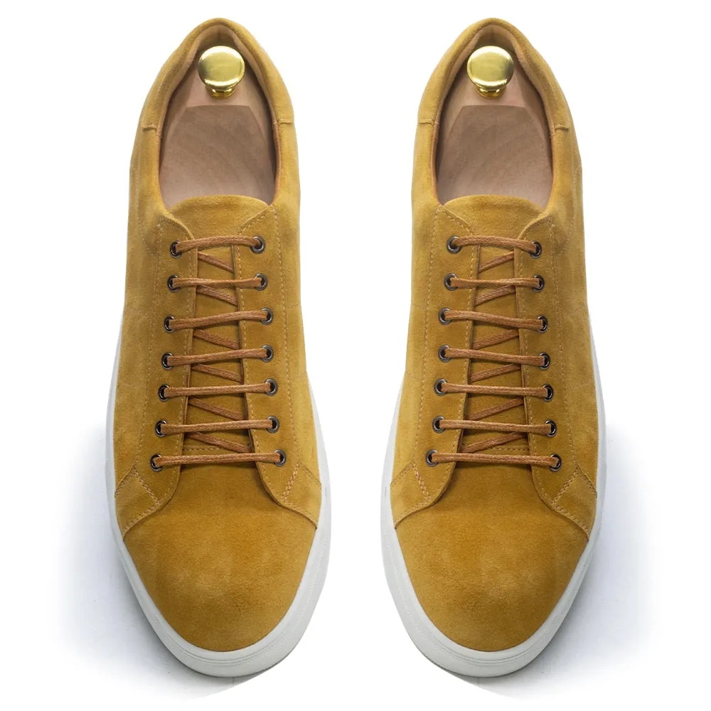 Classic Fashion Men&#39;s Flat Derby Casual Shoes Cow Suede Leather Daily Commuting Lace-Up Soft Sole Nubuck Sneakers for Men