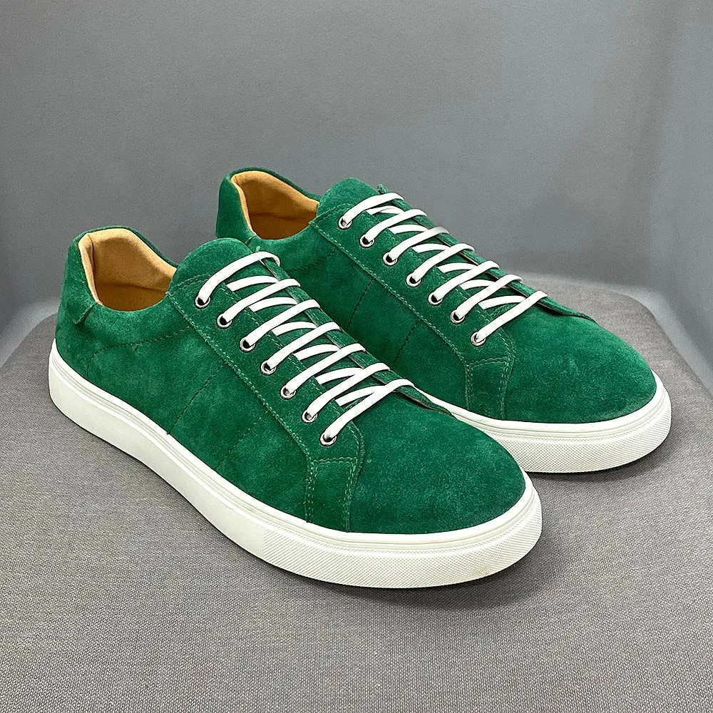 Classic Fashion Men&#39;s Flat Derby Casual Shoes Cow Suede Leather Daily Commuting Lace-Up Soft Sole Nubuck Sneakers for Men