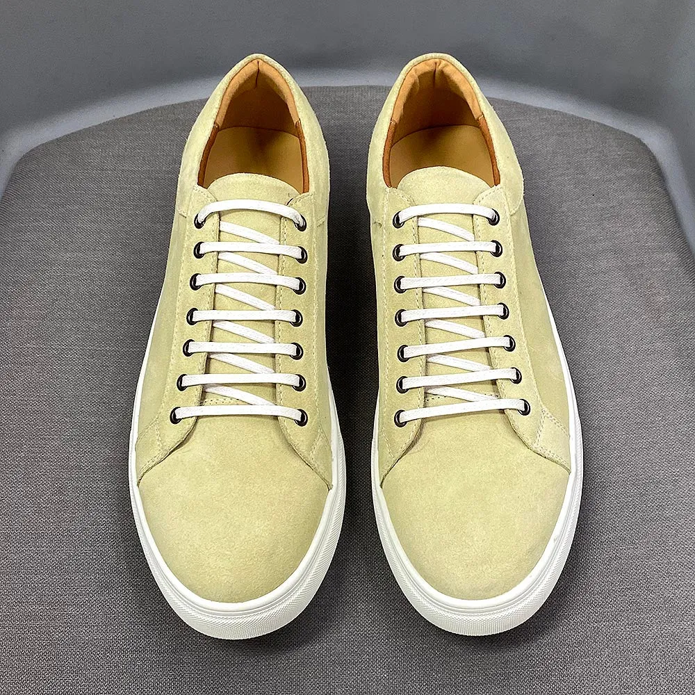 Classic Fashion Men&#39;s Flat Derby Casual Shoes Cow Suede Leather Daily Commuting Lace-Up Soft Sole Nubuck Sneakers for Men