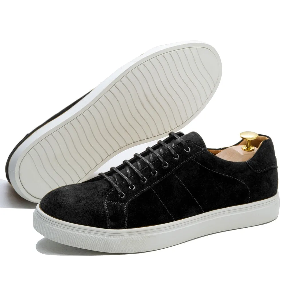 Classic Fashion Men&#39;s Flat Derby Casual Shoes Cow Suede Leather Daily Commuting Lace-Up Soft Sole Nubuck Sneakers for Men