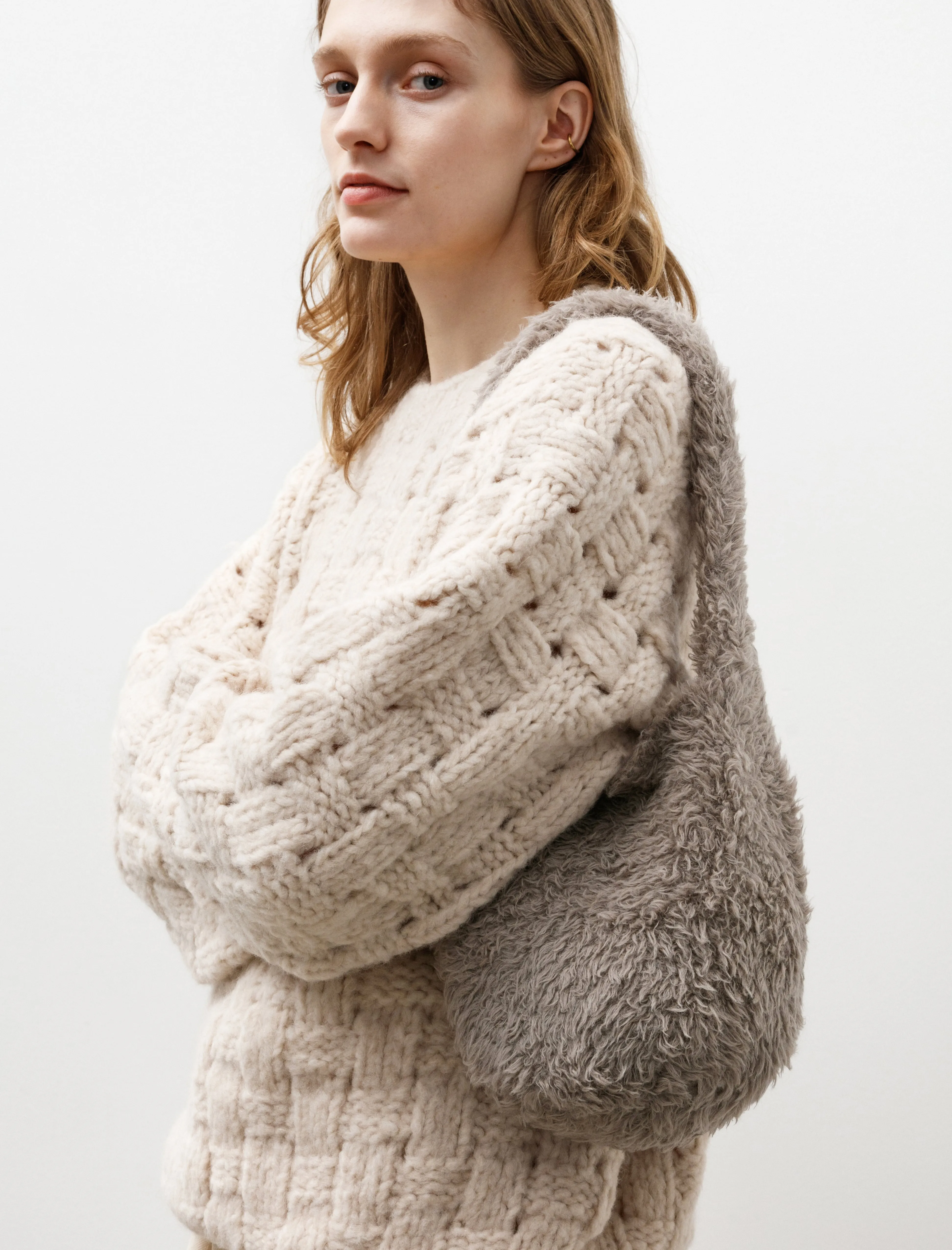 Crochet Fur Bag Taupe