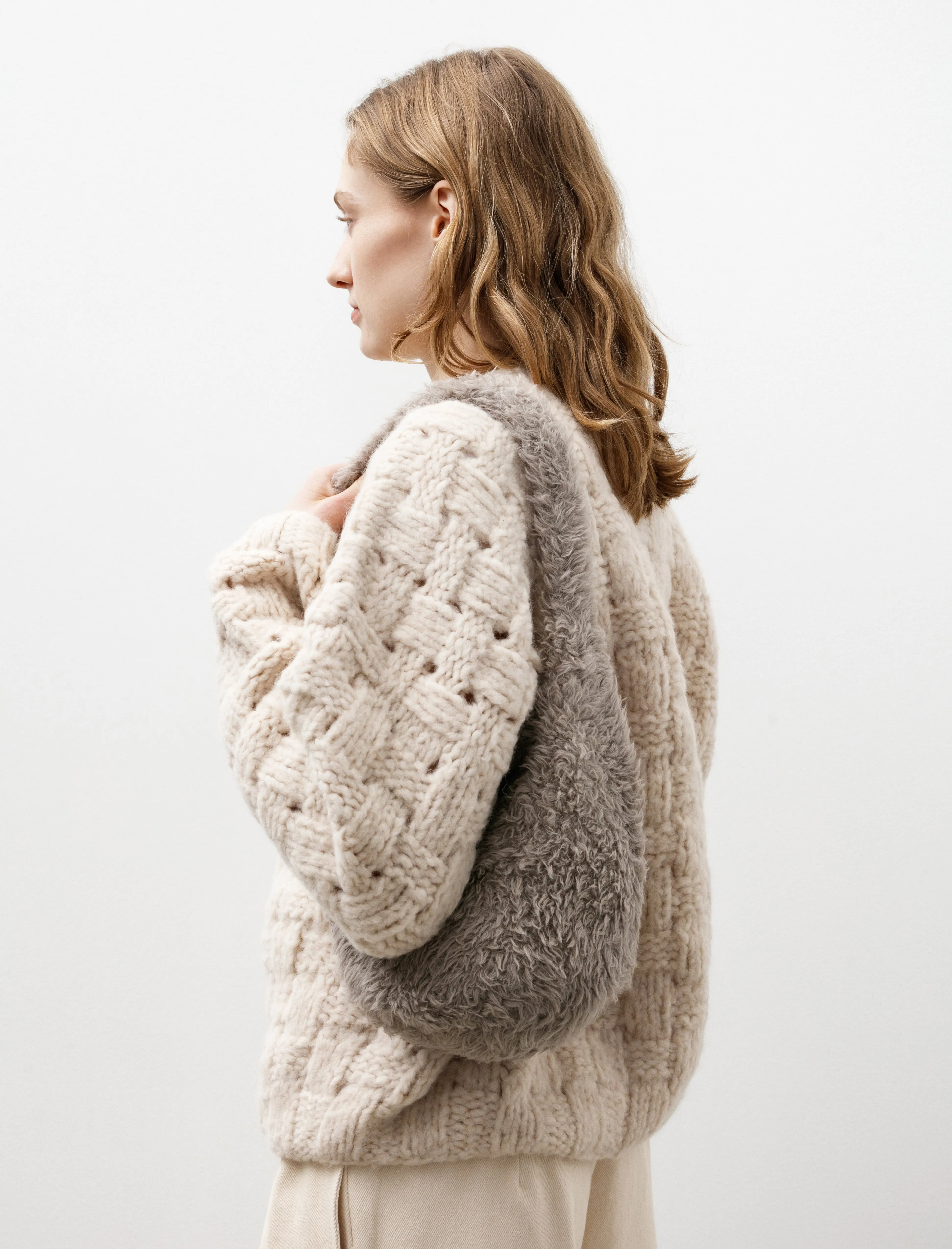 Crochet Fur Bag Taupe