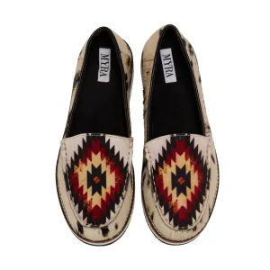 Dakota Aztec Hide on Hair Slip-ons