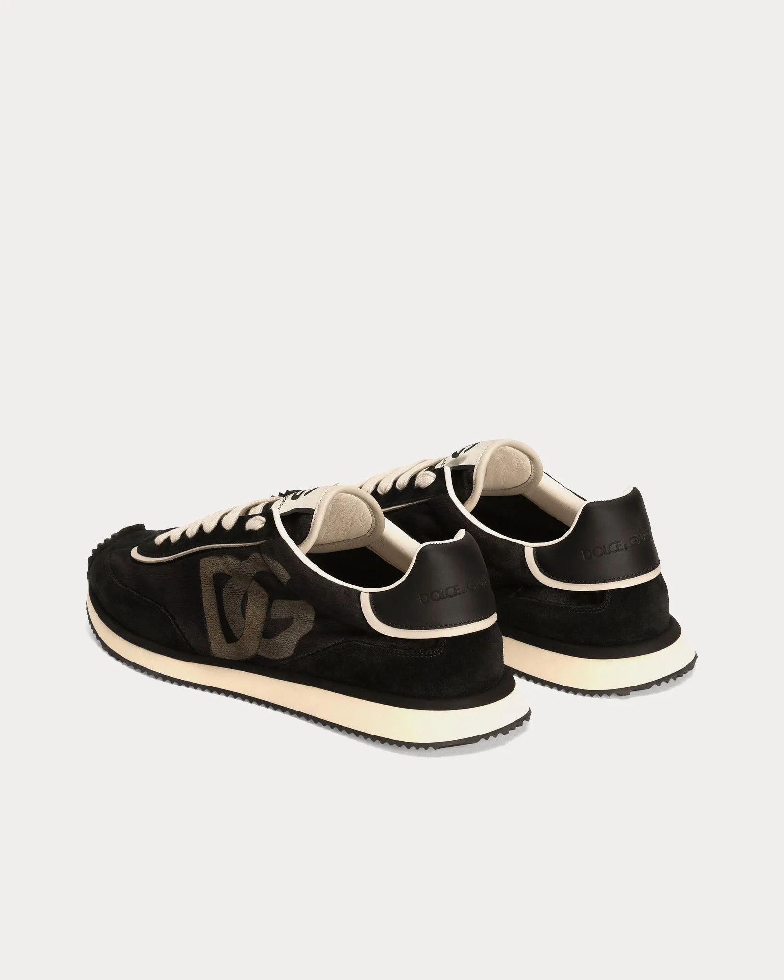 DG Cushion Velvet & Calfskin Black Low Top Sneakers