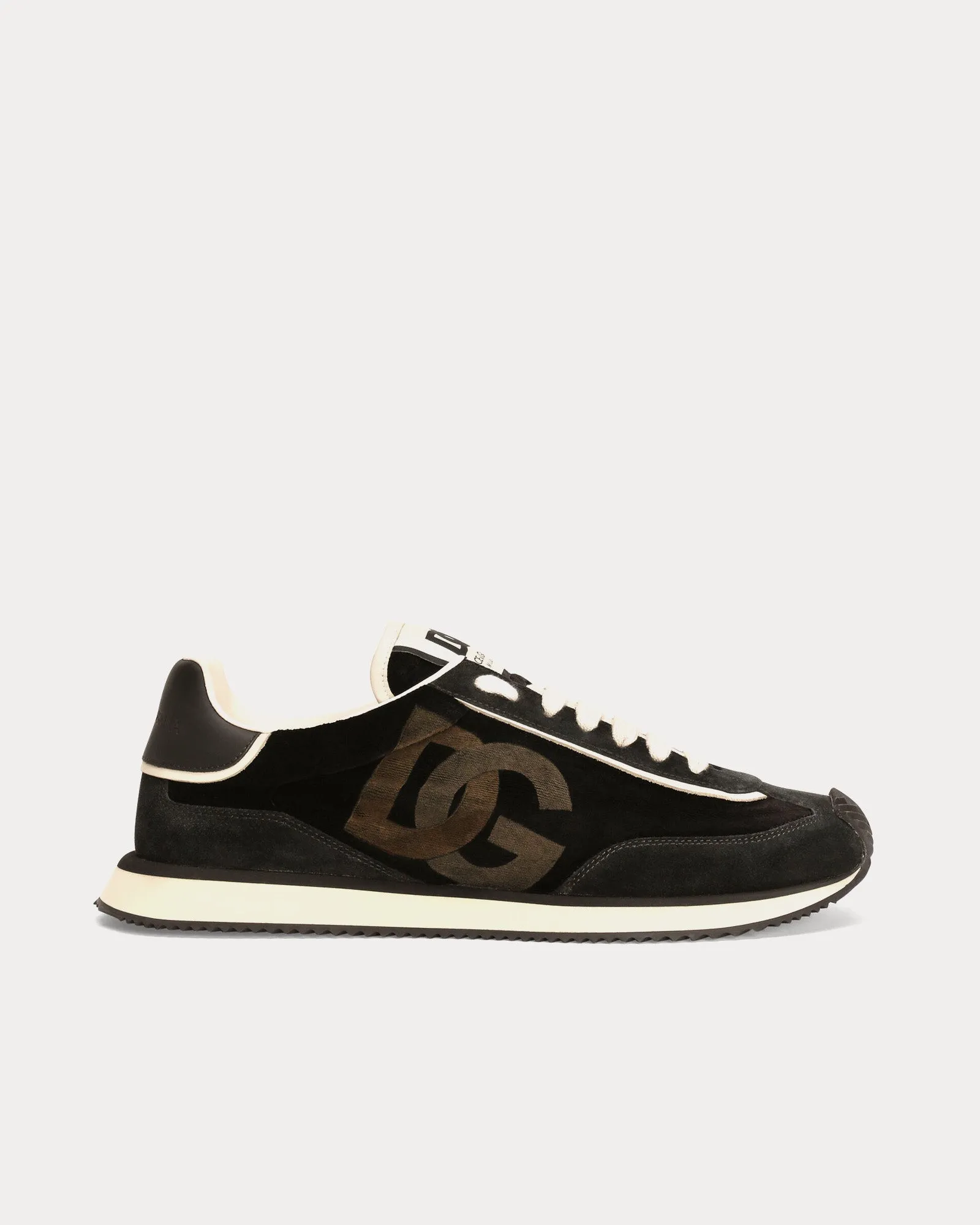 DG Cushion Velvet & Calfskin Black Low Top Sneakers