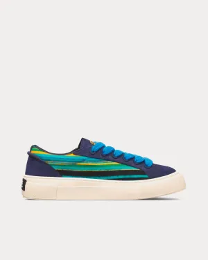 Dior Tears B33 Limited Edition Blue Multicolor Mohair and Navy Blue Suede Low Top Sneakers