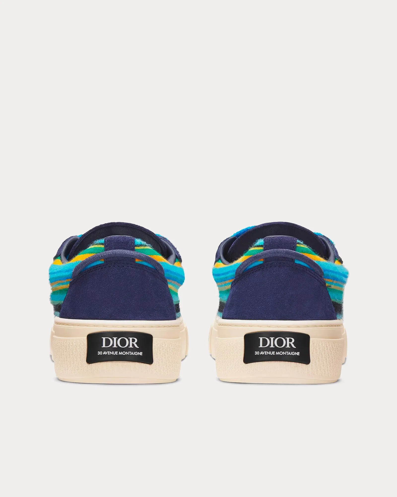 Dior Tears B33 Limited Edition Blue Multicolor Mohair and Navy Blue Suede Low Top Sneakers