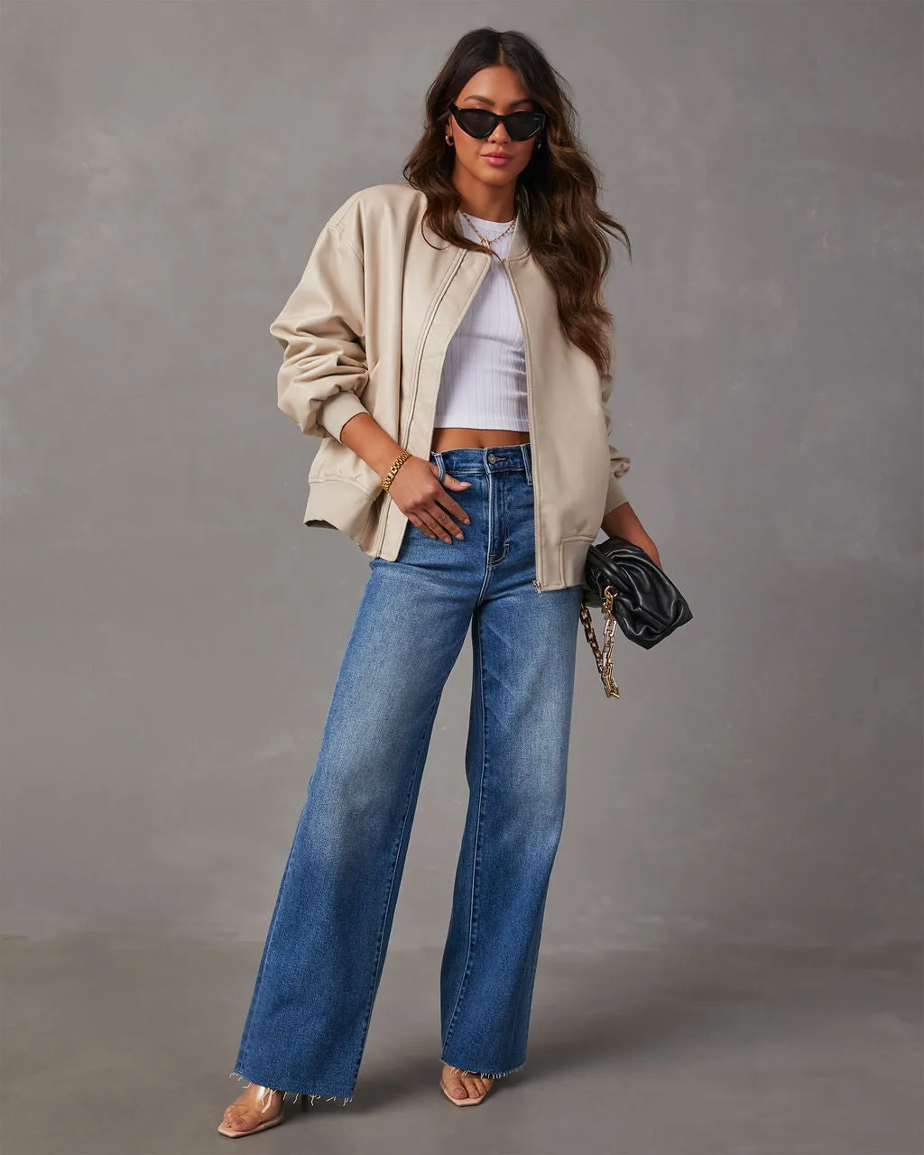 Domingo Faux Leather Zip Bomber Jacket