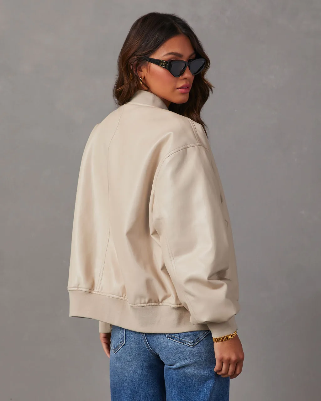 Domingo Faux Leather Zip Bomber Jacket
