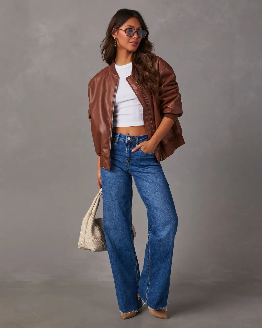 Domingo Faux Leather Zip Bomber Jacket