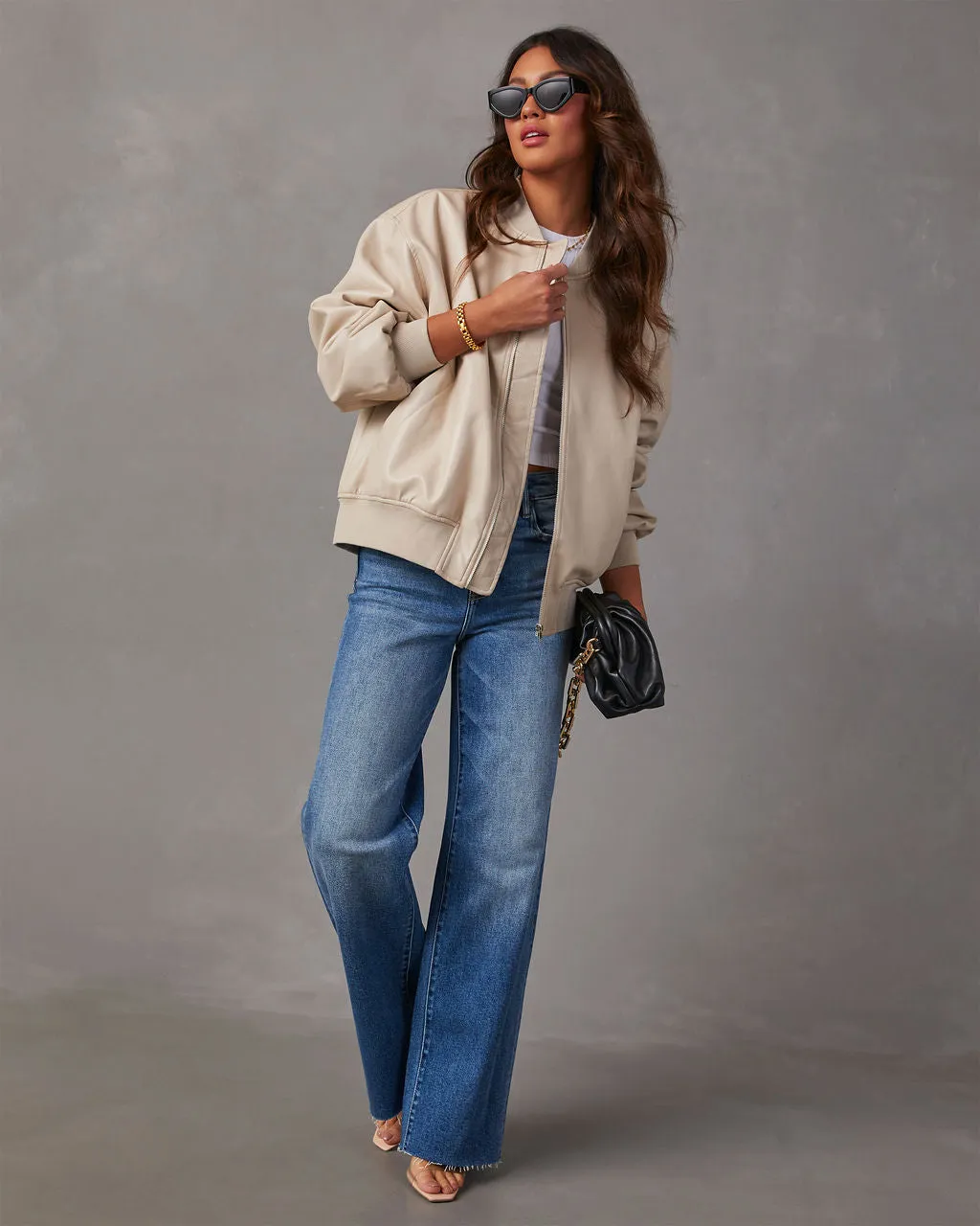 Domingo Faux Leather Zip Bomber Jacket