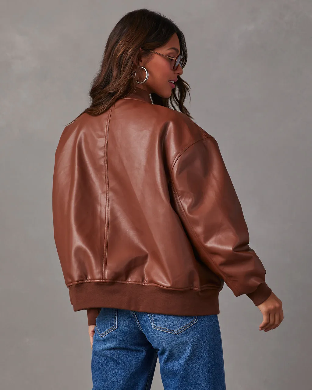 Domingo Faux Leather Zip Bomber Jacket
