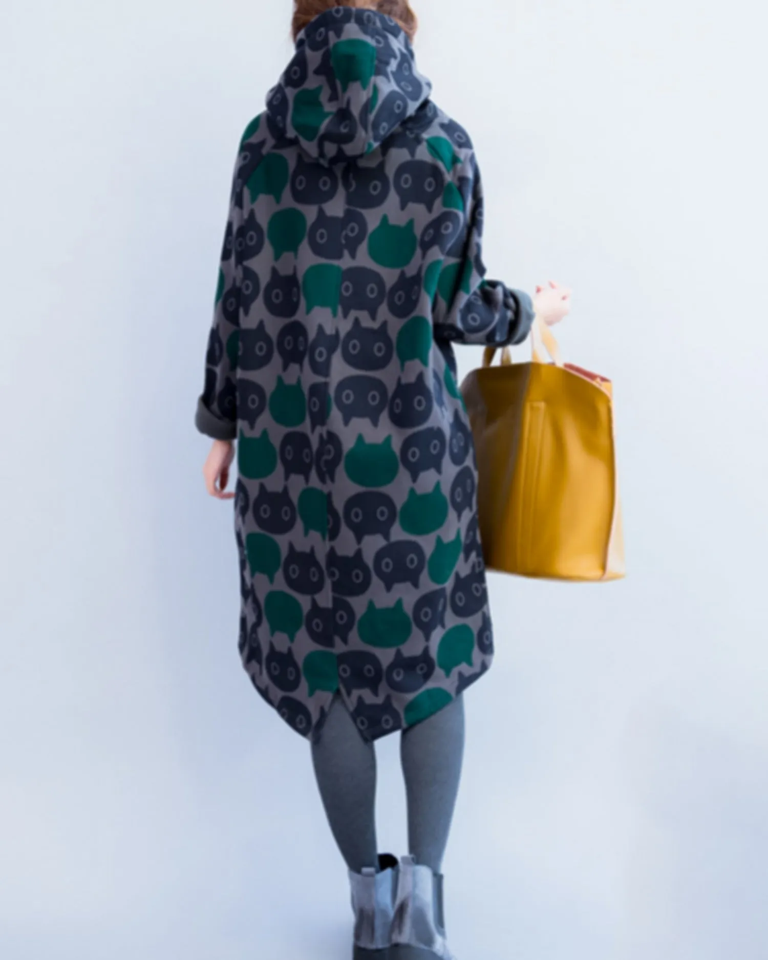 ellazhu Women's Thickening Long Fleece Sweatshirt Pullover Hoodie Dress GZ34