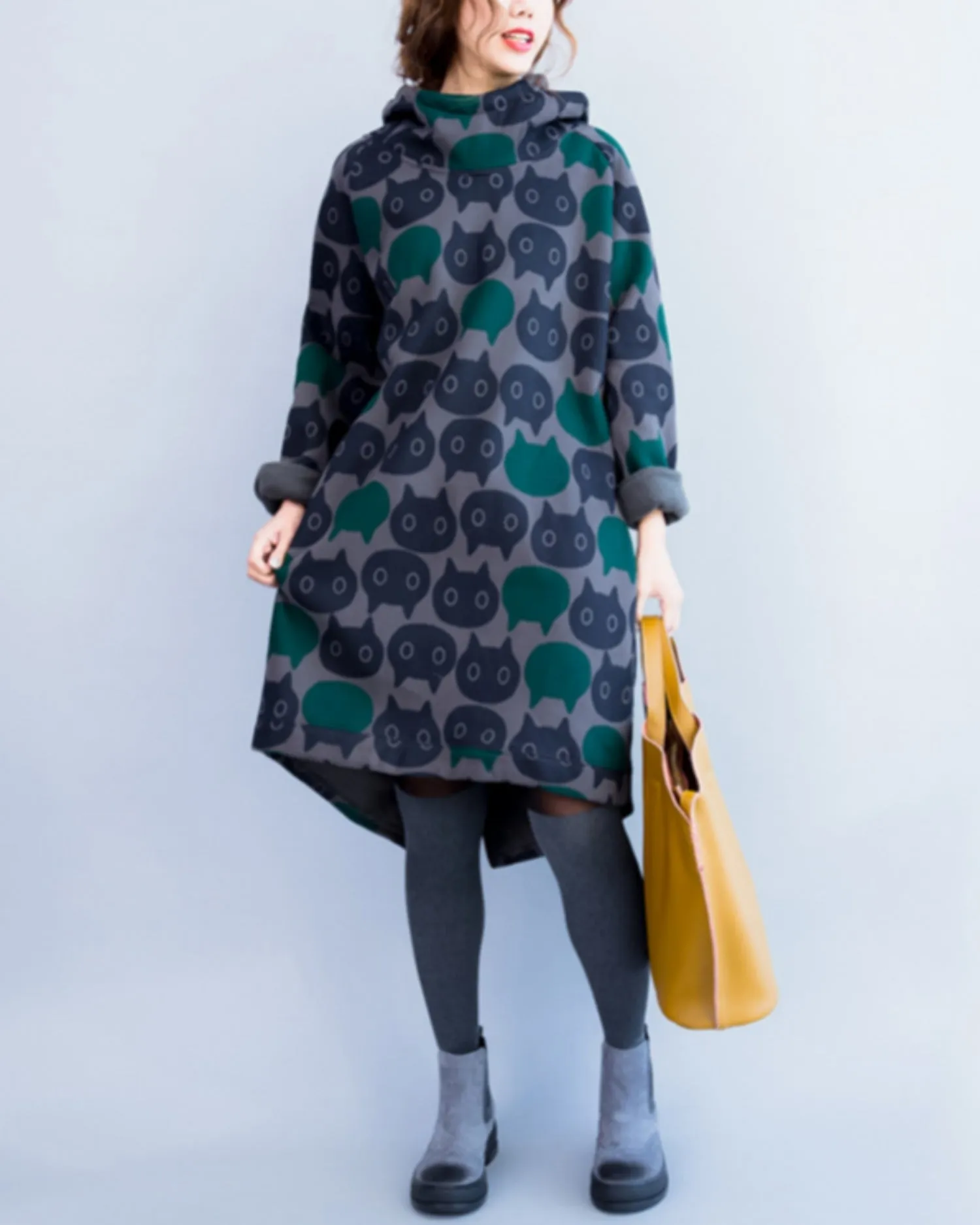 ellazhu Women's Thickening Long Fleece Sweatshirt Pullover Hoodie Dress GZ34