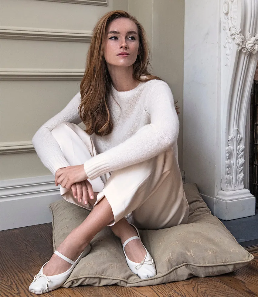 ELOISE Square Toe Ballet in Offwhite