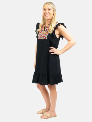 Embroidered Black Dress