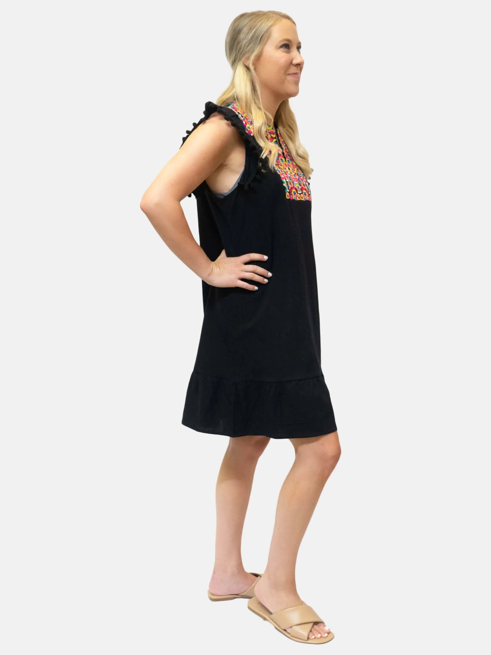 Embroidered Black Dress