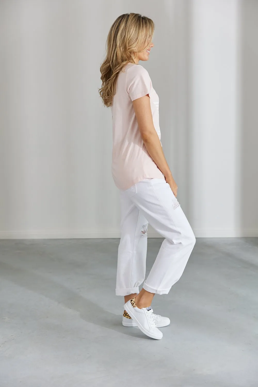 Evie Tee - Pink w White Star (Plus Size)