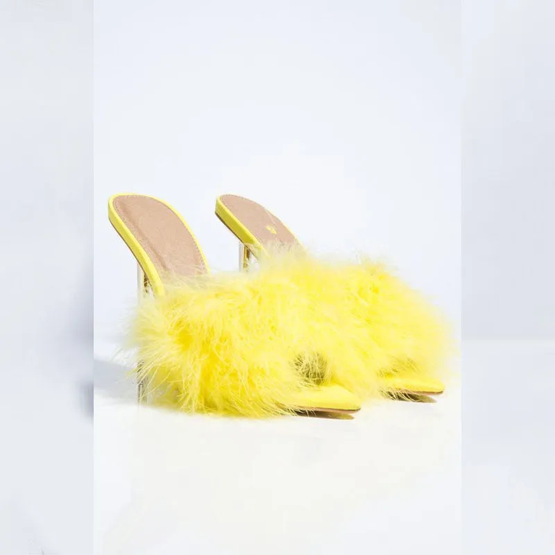 Fashion Fur Point Toe High Heel Sandals