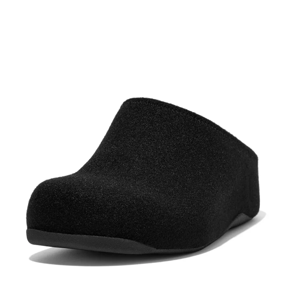 FitFlop Shuv Felt Clogs Black