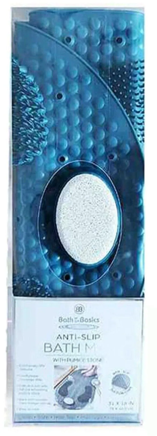 Foot Scrubber Shower Mat 31" X 16" Non Slip With Pumice Stone  Suction Cup & Drain Hole (1 Pack)