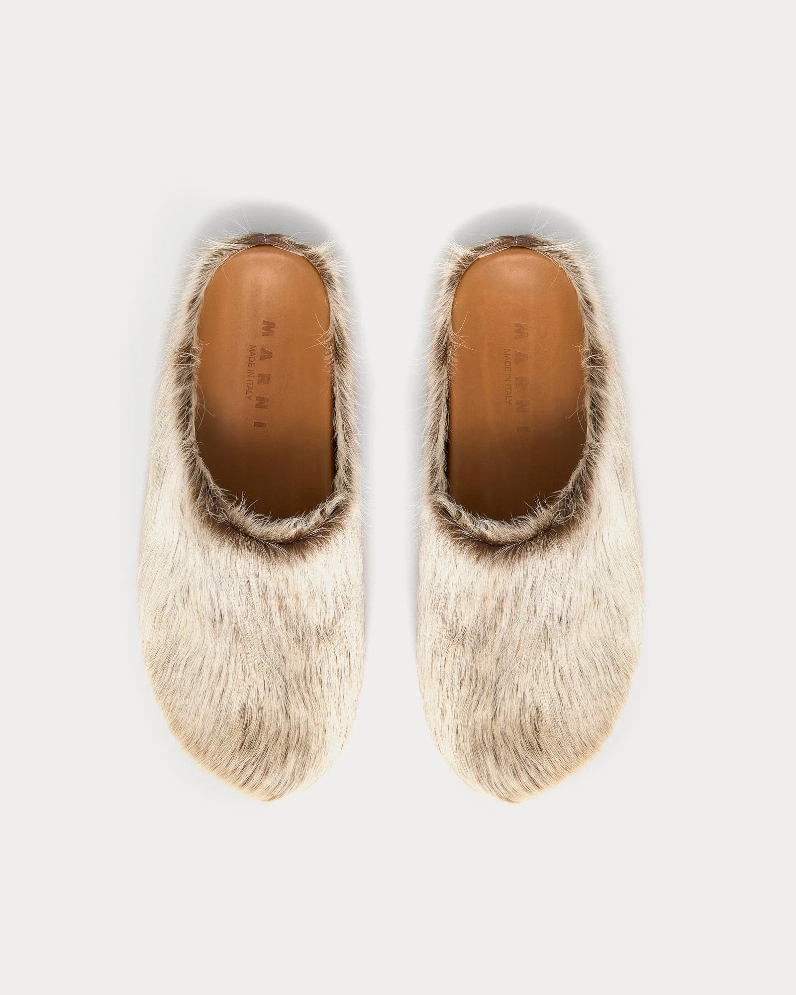 Fussbett Longhair Calfskin Soft Beige Sabot Mules